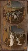 Noah’s Arche auf dem Berg Ararat, (Rückseite: Menschheit bedrängt durch Teufel)