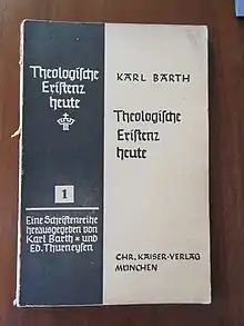 Karl Barth: Theologische Existenz heute, Heft 1 von 1933