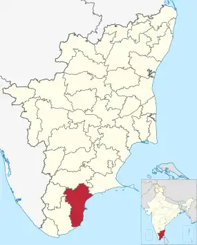 Positionskarte des Distrikts Thoothukudi