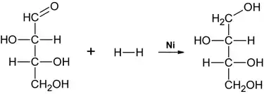 Hydrierung von Threose zu Threit