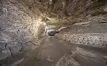 Erlebnisbergwerk, ein Stollen 800 Meter unter Tage