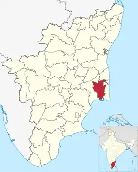 Positionskarte des Distrikts Tiruvarur