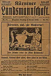 Zeitungstitelseite:„Jede Stimme rettet ein Stück Heimaterde“