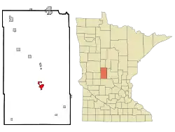 Lage von Long Prairie im Todd County (links) und in Minnesota (rechts)
