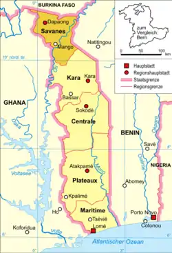 Karte von Togo, Position von Sansanné-Mango hervorgehoben