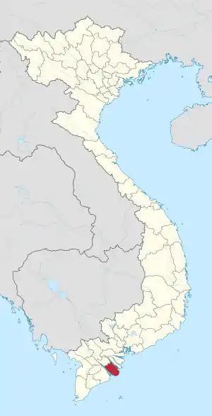 Karte von Vietnam mit der Provinz Trà Vinh hervorgehoben