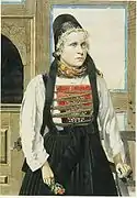 Steinperf, Festtracht (mit „Mutsche“ als Kopfbedeckung), Obergericht Breidenbach