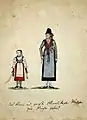 Zwei Mädchen aus Oberelsbach beim Kirchgang um 1817