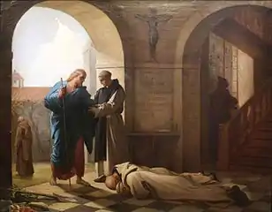 Jules Dauban, Aufnahme eines Fremden bei den Trappisten, 1864