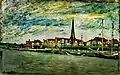 Altstadt mit St.-Lorenz-Kirche auf einem Gemälde von Ernst Oppler um 1910 …