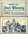 2 Pfennig Notgeldschein (1920), RS: Trierer Dom und Liebfrauenkirche