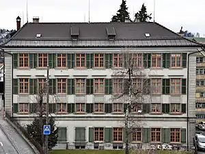 Fünfeckpalast am Landsgemeindeplatz 7 in Trogen, erbaut 1802–1809 im Auftrag von Johann Caspar Zellweger-Gessner, von Konrad Langenegger