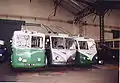 Französische Vétra-Trolleybusse im Musée des transports urbains, interurbains et ruraux