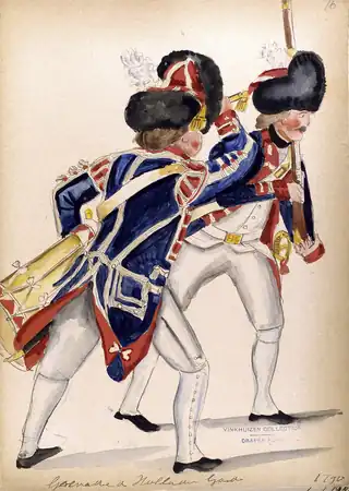 Trommler und Grenadier(Luntenbehälter für Granaten auf dem Brustriemen)