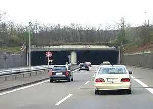 Tunnel Reichswaldallee, einer der zahlreichen Tunnel der BAB&nbsp;44