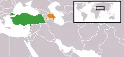 Lage von Türkei und Aserbaidschan