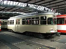 „Paula“ – Triebwagen 1155 im Urzustand im Straßenbahnmuseum Thielenbruch