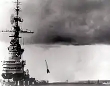 Start einer V2 vom Flugzeugträger Midway, 6.&nbsp;September 1947