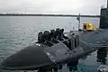 Mark 36 VLS mit Tomahawk Cruise Missiles im vorderen Teil der USS Santa Fe