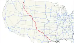 Karte des U.S. Highways 287