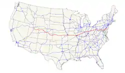 Karte des U.S. Highways 40