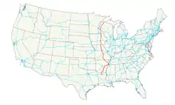 Karte des U.S. Highways 63