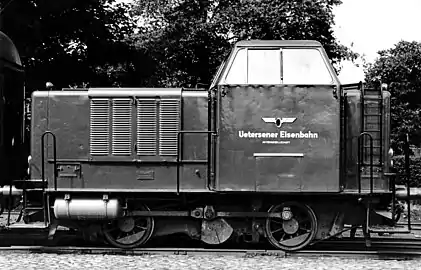 Die Lok MaK 240 B (Baujahr 1954) bediente 1954 bis 1998 die Strecke für die Uetersener&nbsp;Eisenbahn