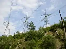 Bogenförmig um den Mast geführte Stromschlaufen