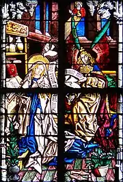 Mariä Verkündigung von Peter Hemmel von Andlau um 1480, im Kramerfenster des Ulmer Münsters