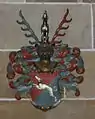 Wappen derer Baldinger im Ulmer Münster, wo auch viele Totenschilde das Wappen zeigen