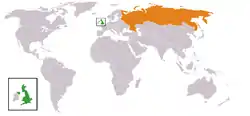 Lage von Vereinigtes Königreich und Russland