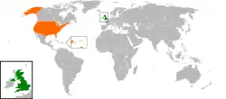 Lage von Vereinigte Staaten und Vereinigtes Königreich