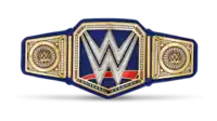 Der aktuelle WWE Universal Championship-Gürtel mit Standard-Seitenplatten (seit 2019)
