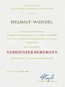 Verleihungsurkunde