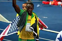 Weltmeister Usain Bolt nach seinem zweiten WM-Gold – Staffel-Gold sollte hier noch&nbsp;folgen
