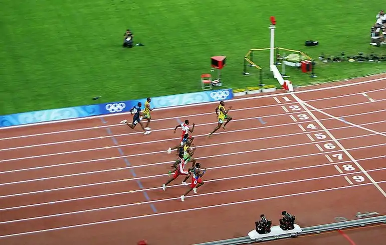 Zieleinlauf des 100-Meter-Finales