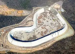Das neue Oberbecken der Stauanlage im Bau, November 2009