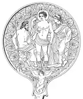 Thesan mit dem Sonnengott Usil und dem Wassergott Nethuns (350 v.&nbsp;Chr.)