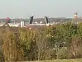 Blick Richtung Donnerschwee: Bahnwasserturm Oldenburg Hafen, Eisenbahn-Klappbrücke, Wasserturm Donnerschwee