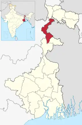 Positionskarte des Distrikts Uttar Dinajpur