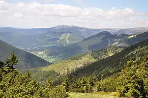 Aussicht von der Chata Výrovka auf  Spindlermühle