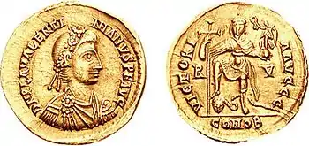 Solidus Valentinians III. aus dem Jahr 425