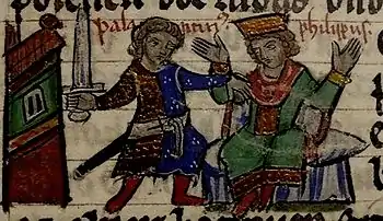 Der Mord an Philipp von Schwaben; Darstellung aus dem 13. Jahrhunderts