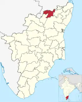 Positionskarte des Distrikts Vellore