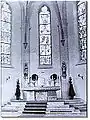 Innenansicht des Chores von St. Nikolaus in Veringenstadt nach der Renovation 1957.