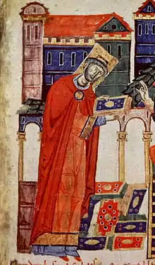 Abt Desiderius (oder Dauferius) von Montecassino, der spätere Papst Viktor III. (Darstellung aus dem 11. Jahrhundert)