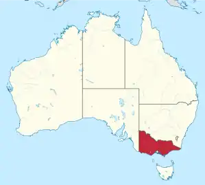 Lage des Bundesstaates Victoria