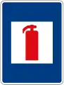 Hinweiszeichen kennzeichnet den Standort eines Feuerlöschers.
