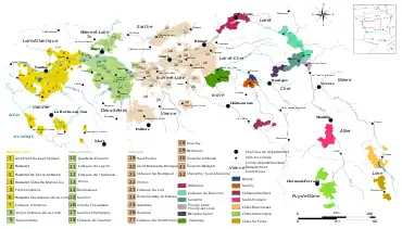 Weinbaugebiet Loire innerhalb Frankreichs