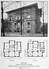 Villa Meißner, Fassade und Grundrisse zur Erbauungszeit (1892)